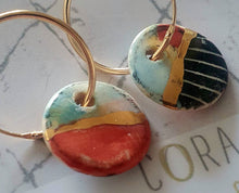 Load image into Gallery viewer, Double Sided Ceramic Hoop Earrings. 'Wear Your Art'
