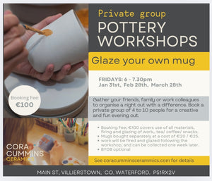 Private Group Bookings. 'Glaze your own Mug' Workshop.