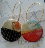Double Sided Ceramic Hoop Earrings. 'Wear Your Art'
